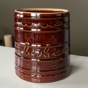 VTG Marcrest Daisy Dot Brown Glazed Stoneware Cookie Jar, 1950’s